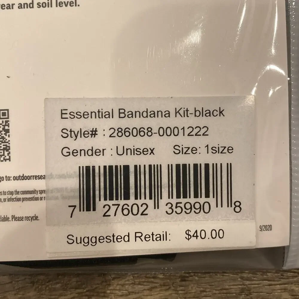 NWT Bundle of 5 Outdoor Research Essential Bandana Kit Black One Size